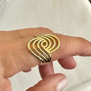 Elegant Gold Plated  Wave Ring